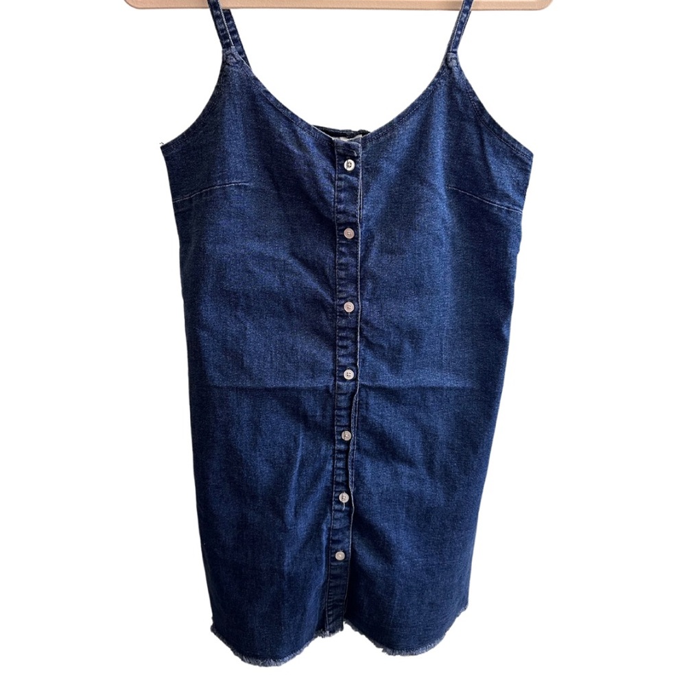 90’s Style Denim Spaghetti Strap Button Down Dress
